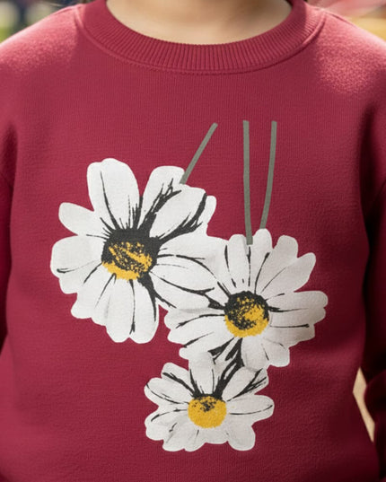 Girls marone(wine) flowers  sweatshirts set