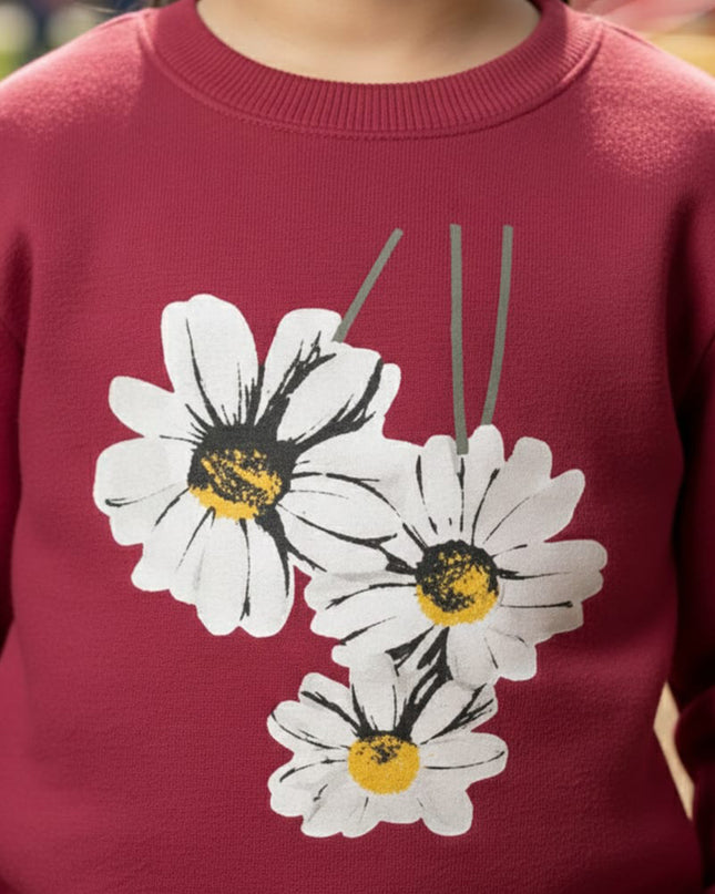 Girls marone(wine) flowers  sweatshirts set