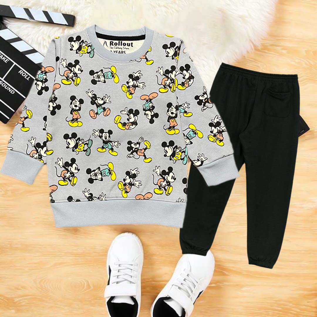 Grey Micky printed sweats set