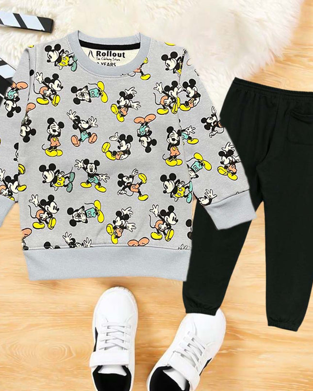 Grey Micky printed sweats set