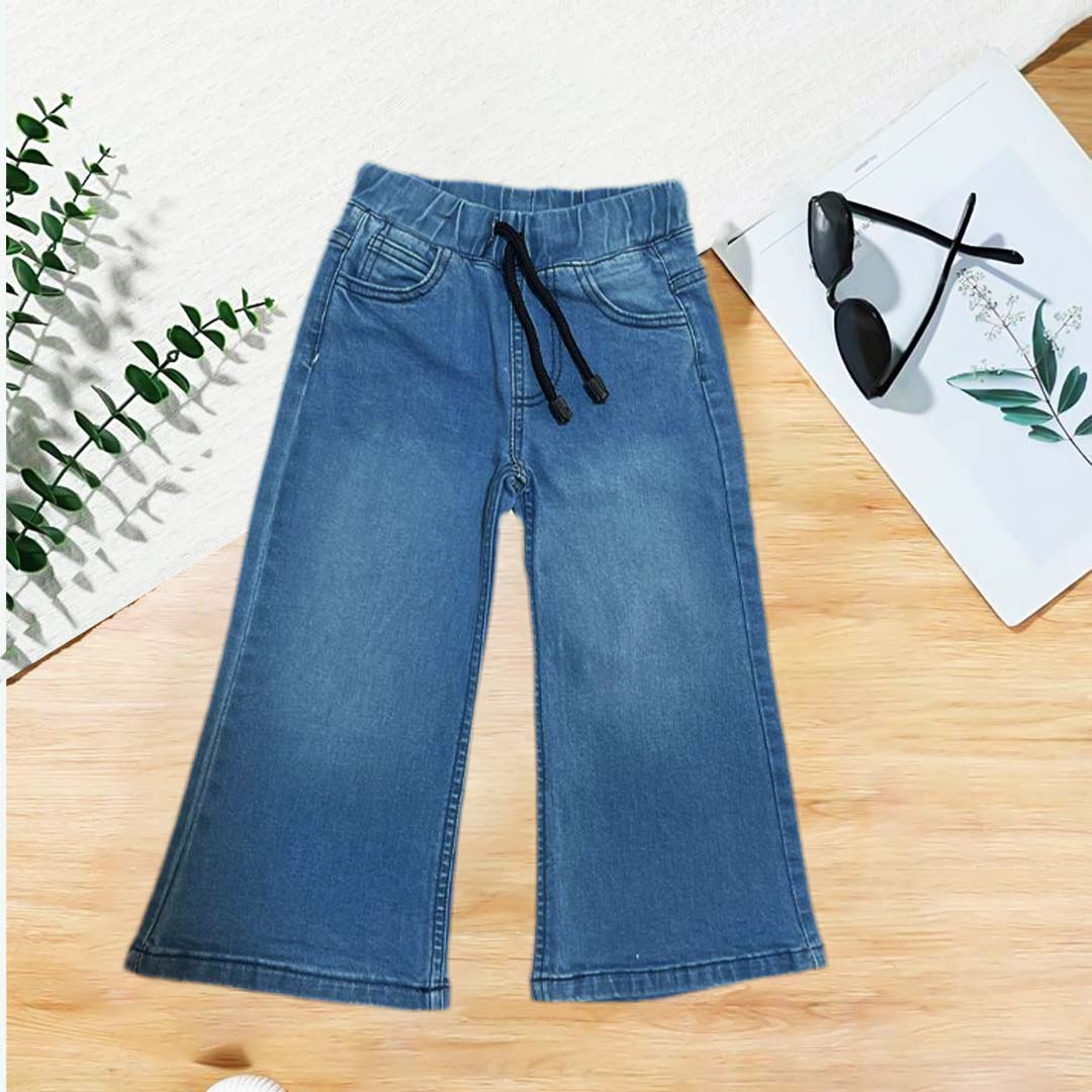 Girls sky blue denim flapper jeans