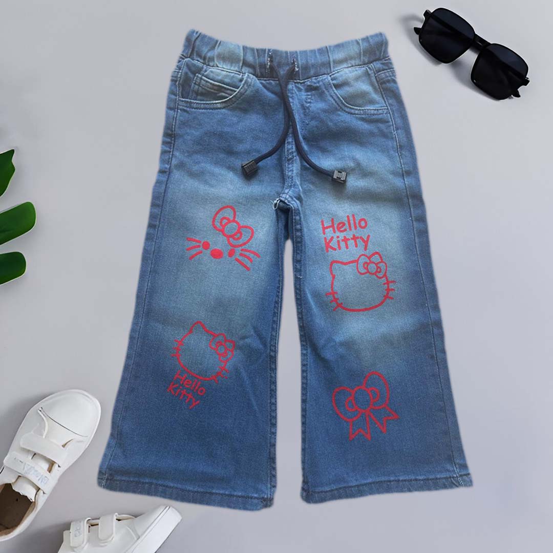Hello kitty stylish Mid blue denim jeans flapper