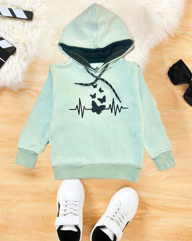 Mint green butterfly  kids hoodie