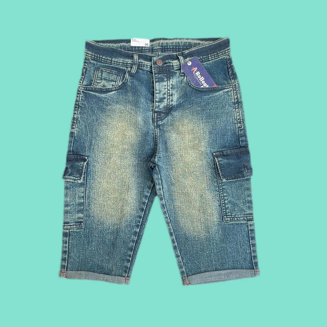 Blue greenish Mens denim shorts