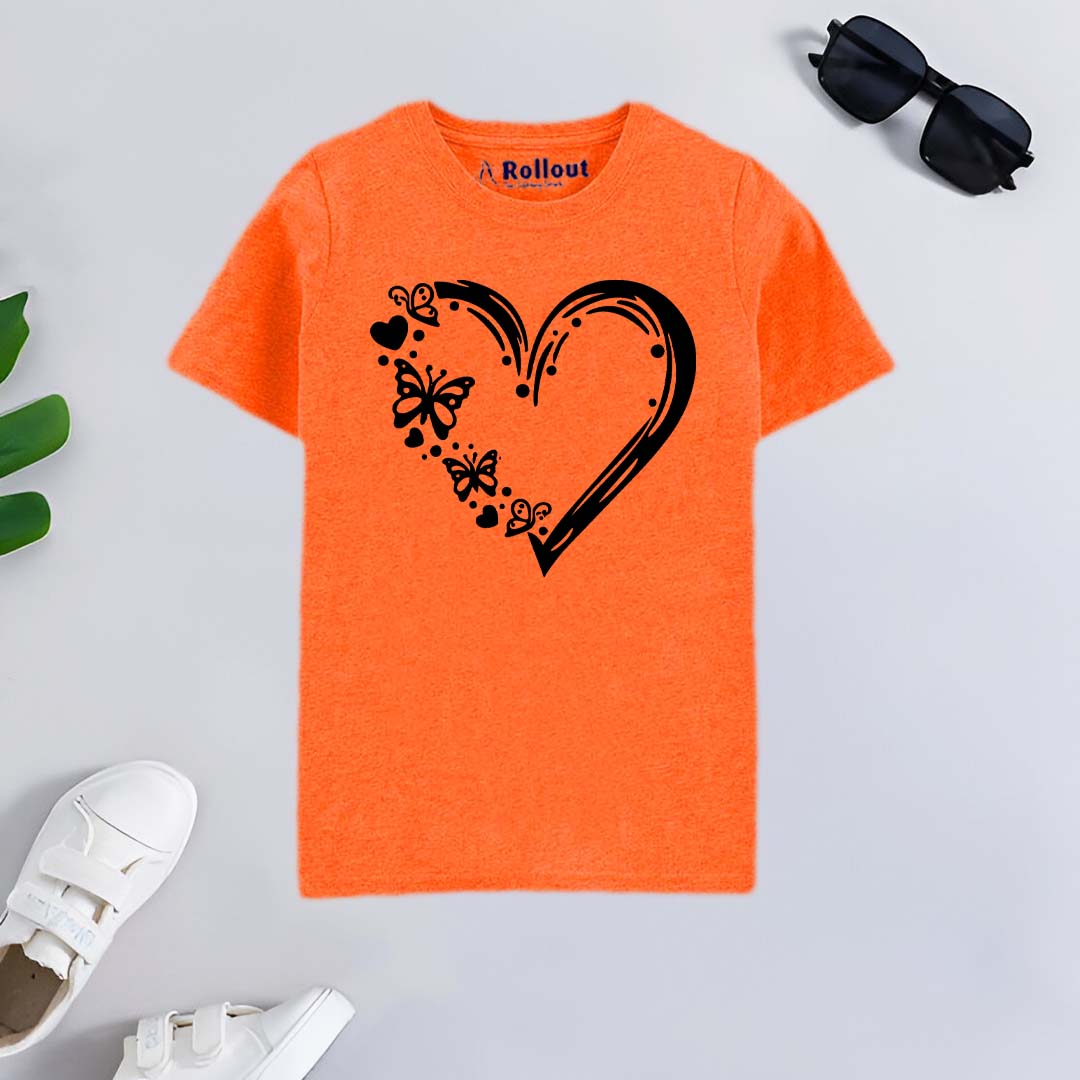Orange Heart printed stylish Tshirt