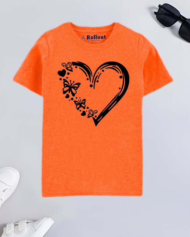 Orange Heart printed stylish Tshirt