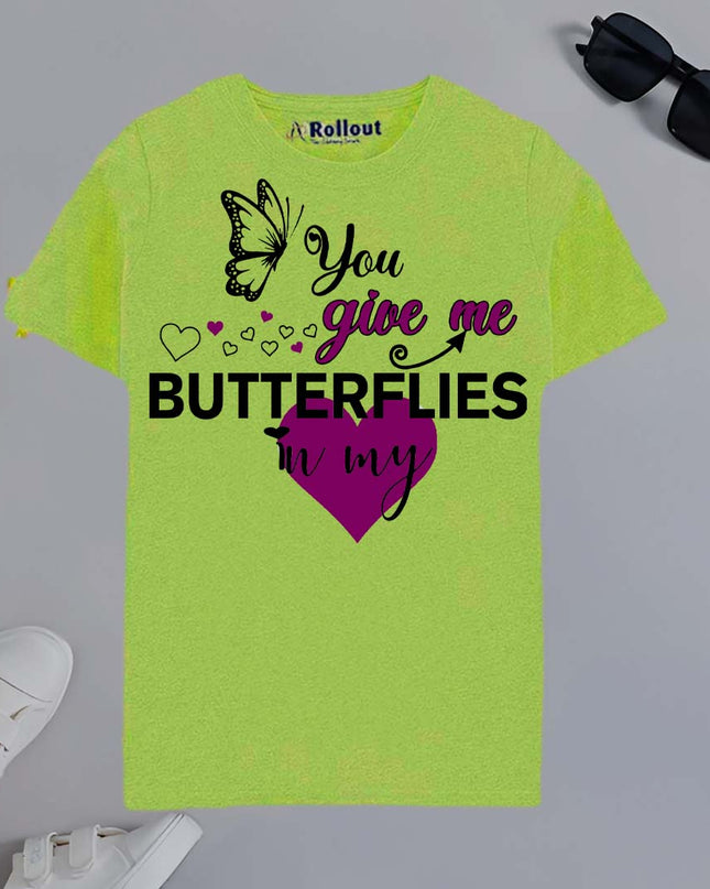 Green(parrot) BUTTERFLIES stylish Tshirt