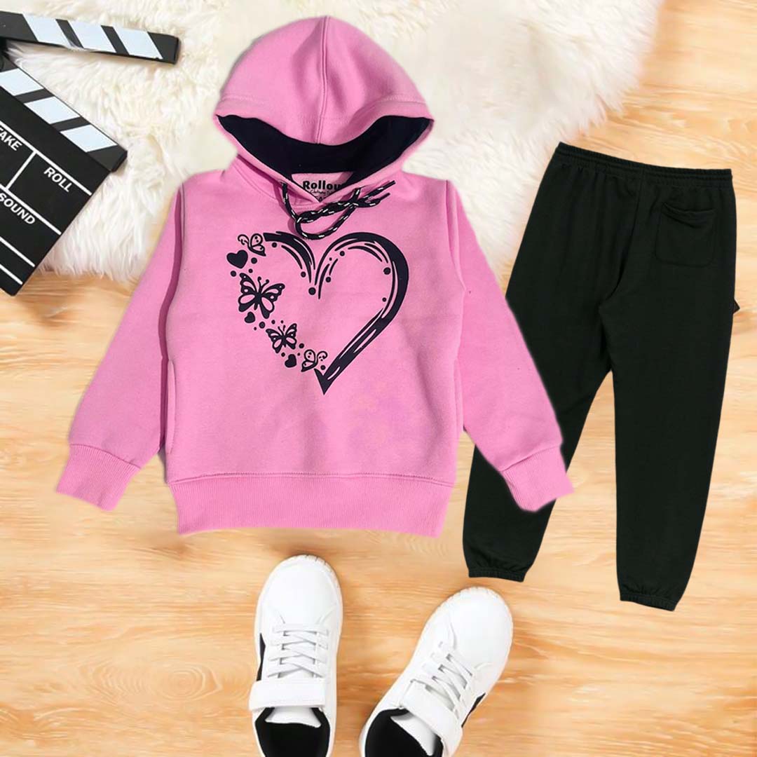 Pink Heart Hoodie set