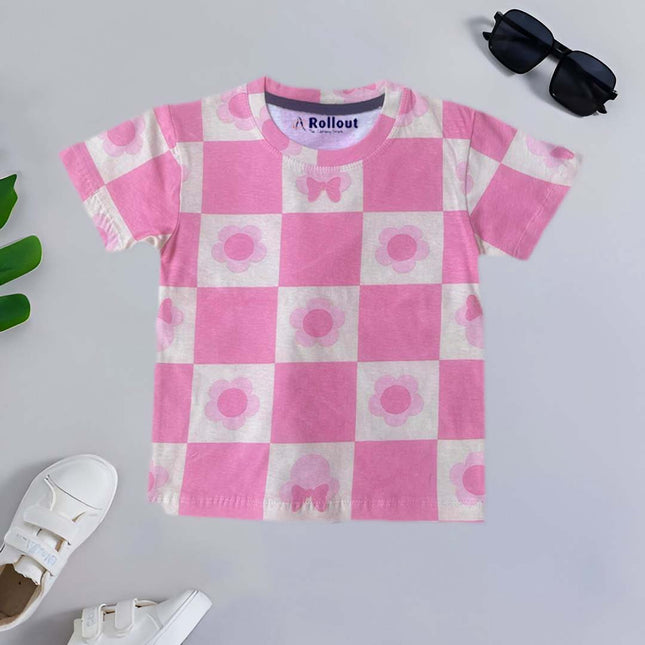 Pink & white  checkedered style Tshirt