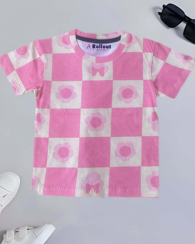 Pink & white  checkedered style Tshirt