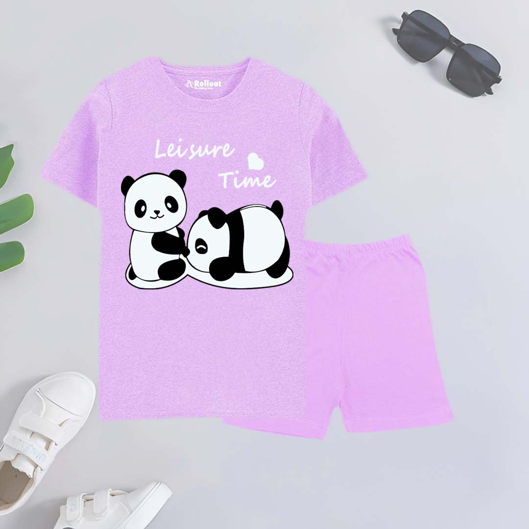 PURPLE PANDA Tshirt set