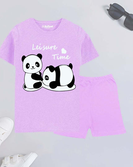 PURPLE PANDA Tshirt set