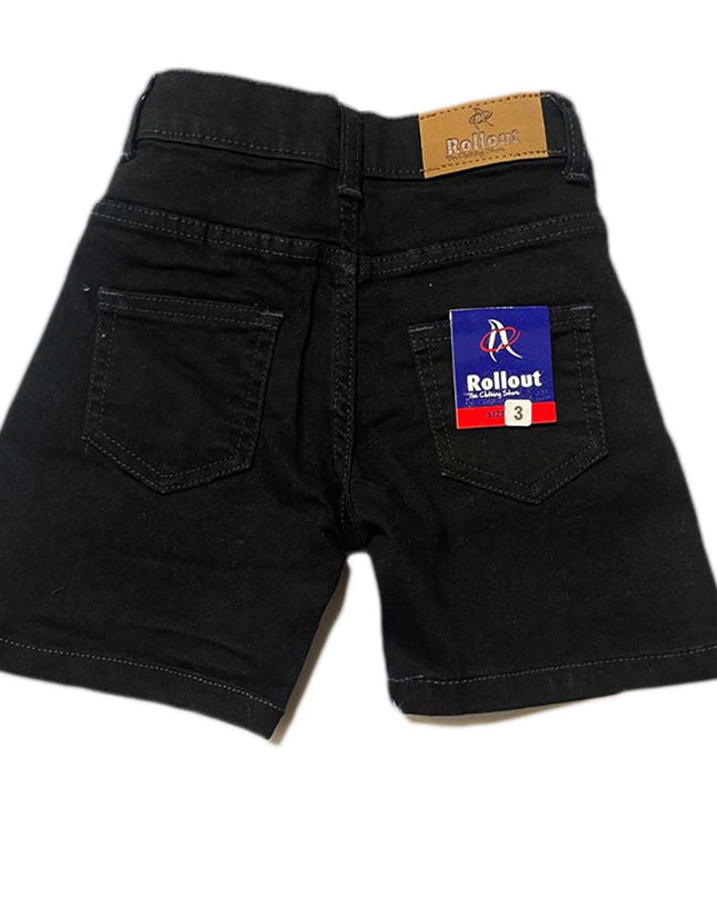 Mid blue (strong bus) tshirt &black denim jeans shorts set