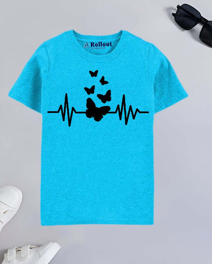 Sky blue butterfly heart rate Tshirt