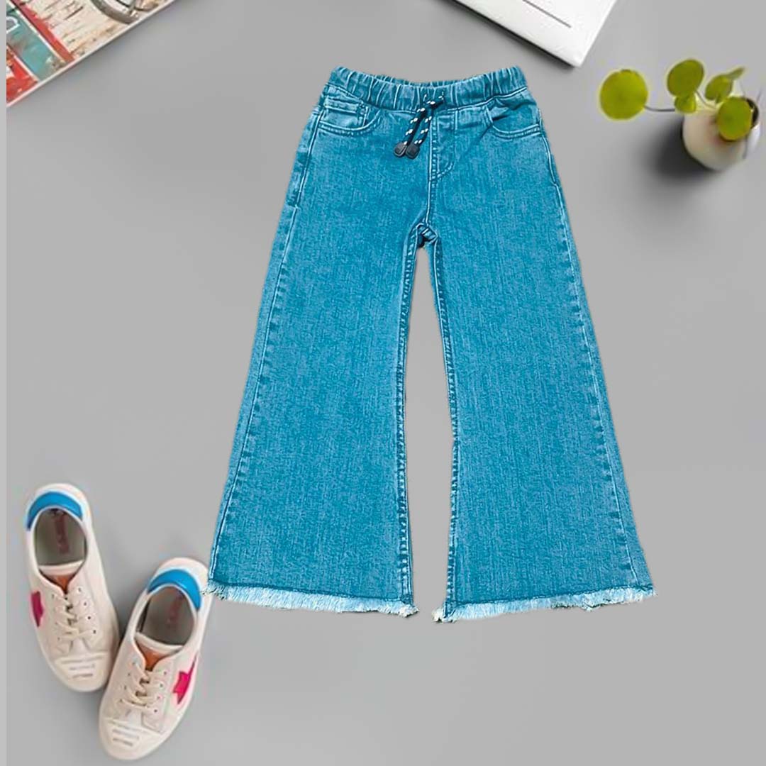 Girls sky blue denim flapper jeans