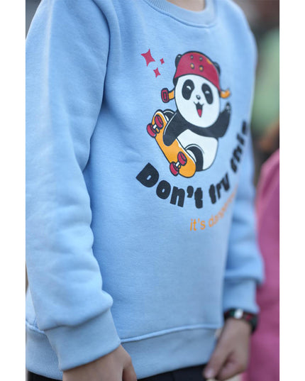 Panda fun(Don't try this)sky blue sweatshirt