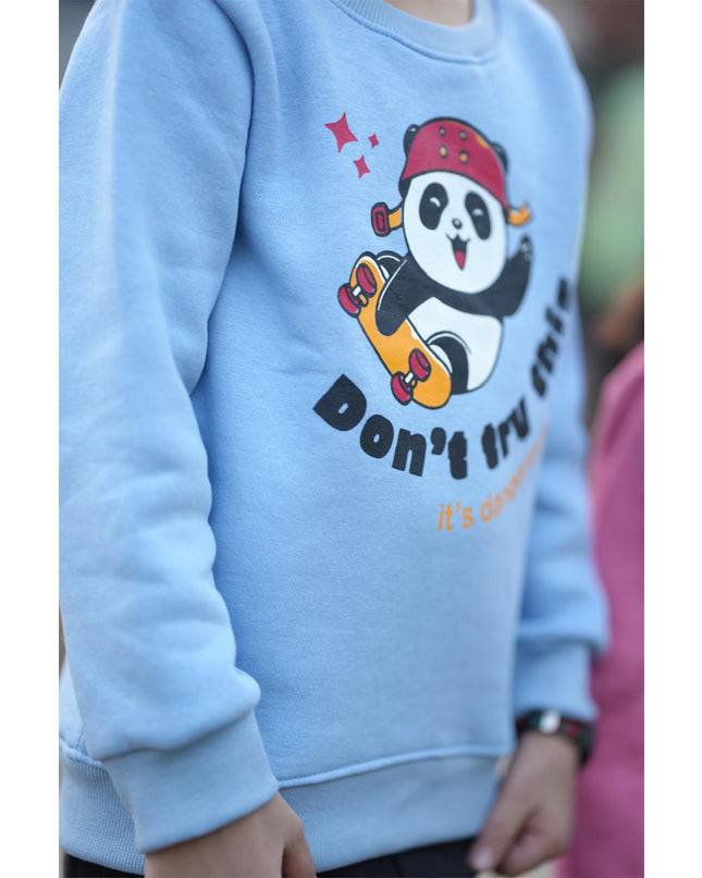 Panda fun(Don't try this)sky blue sweatshirt