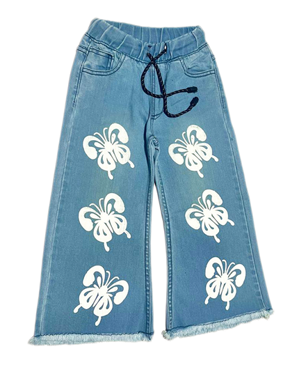 Butterfly Printed SKY blue denim JEANS