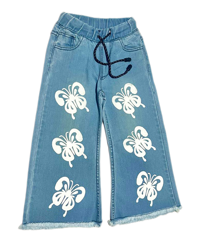 Butterfly Printed SKY blue denim JEANS