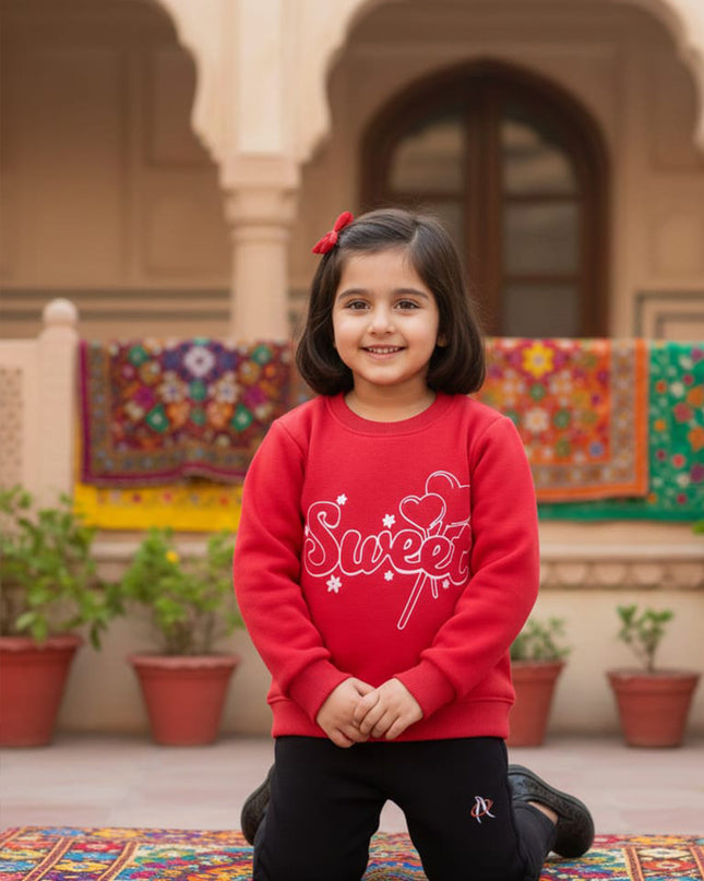 Girls red (sweet) stylish sweatshirt