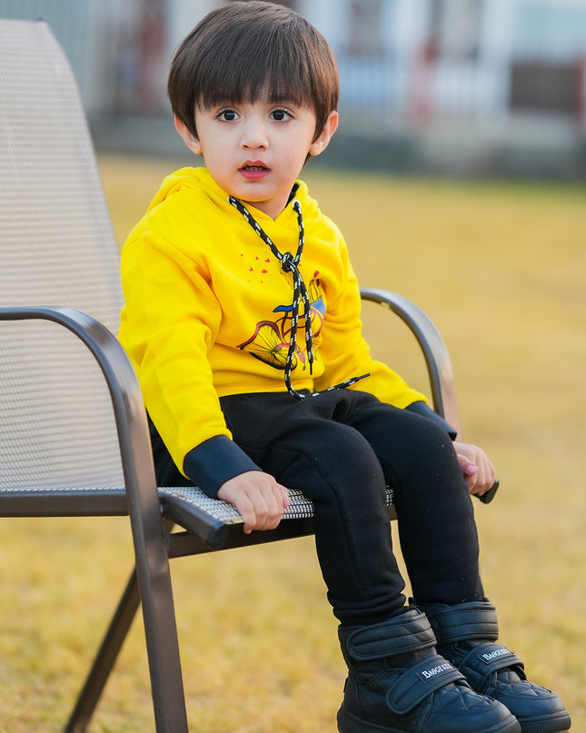Yellow cycle kids hoodie