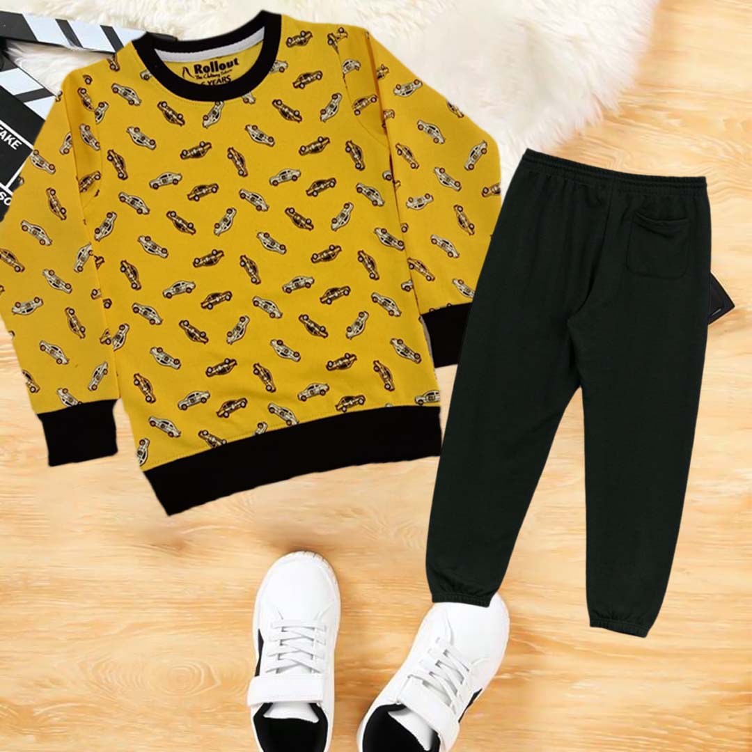 Yellow car printed sweat set