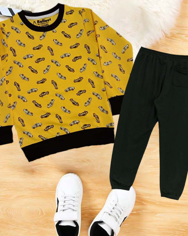 Yellow car printed sweat set