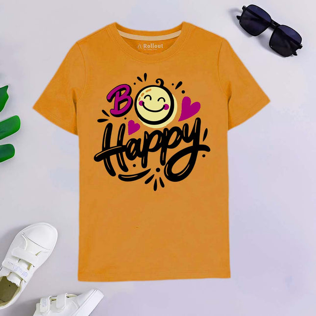 Yellow B HAPPY printed Tshirt