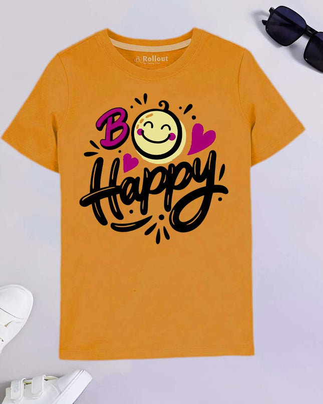 Yellow B HAPPY printed Tshirt