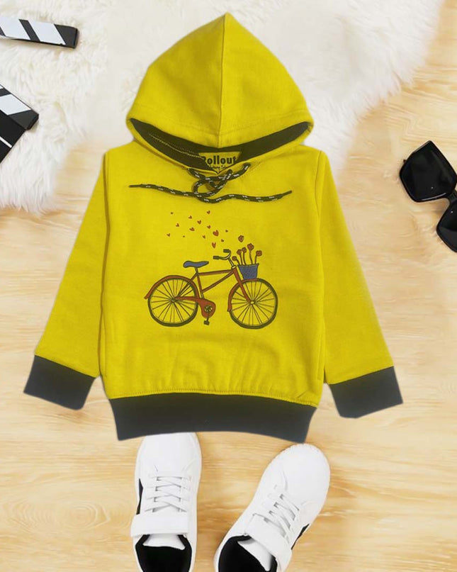 Yellow cycle kids hoodie